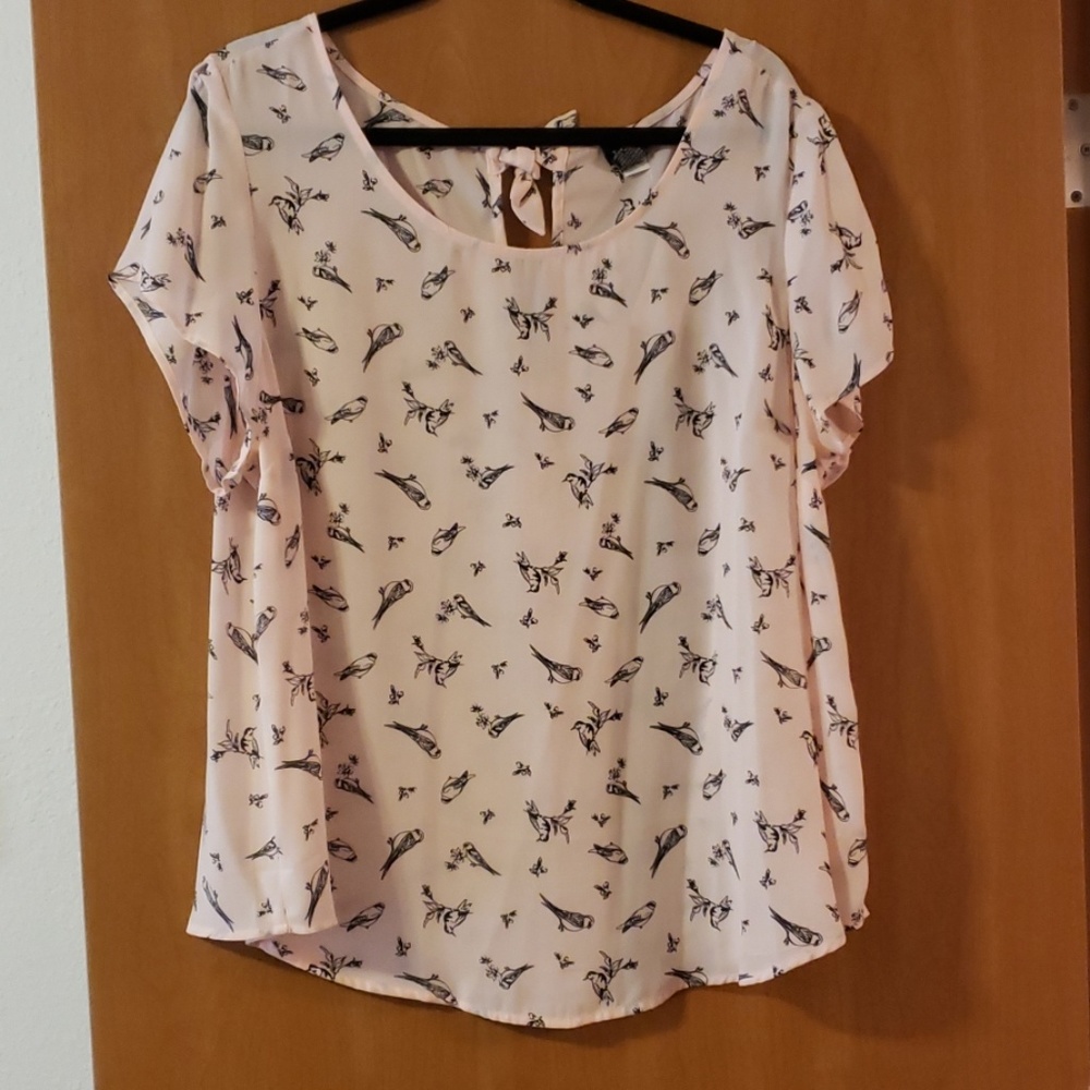 NWT Blush pink bird blouse